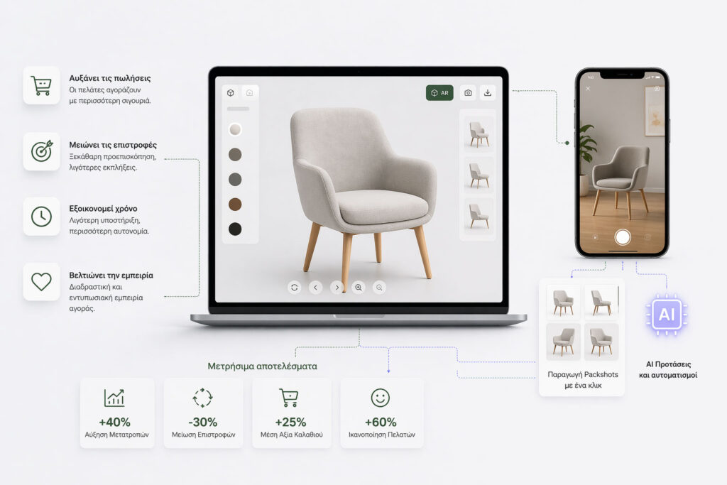 Stuhl-Configurator mit Auswahloptionen und AR