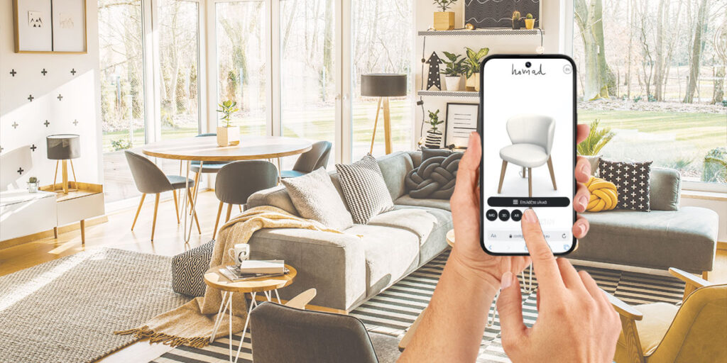 D viewer προϊόντων με AR σε e-shop – προβολή καρέκλας σε πραγματικό χώρο μέσω κινητού