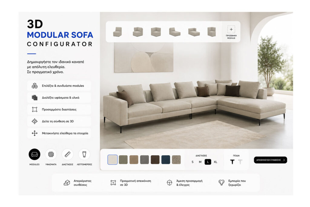 Modular Furniture Customization μέσω 3D configurator επίπλων
