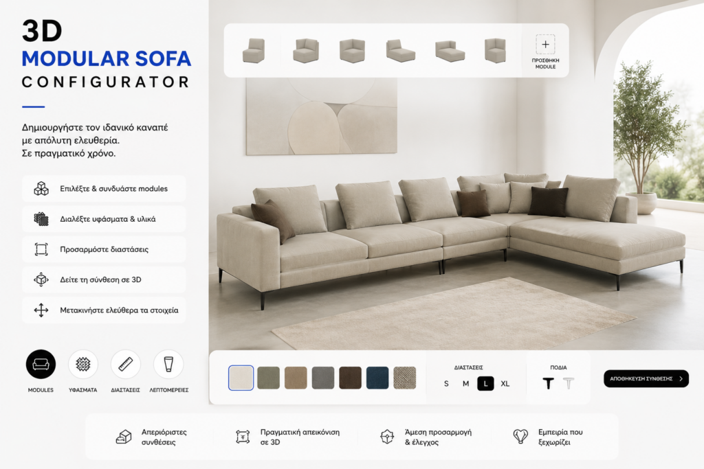 Modular Furniture Customization μέσω 3D configurator επίπλων